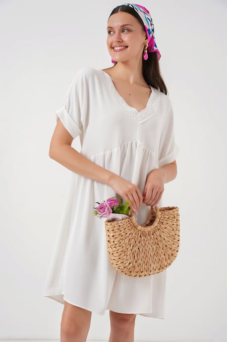 V-Ausschnitt Mini-Kleid mit Futter - Image 4