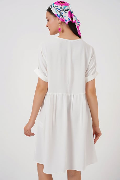 V-Ausschnitt Mini-Kleid mit Futter - Image 6