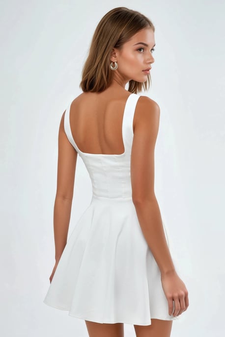 Quadratischer Kragen A-Linien Mini-Kleid - Image 3