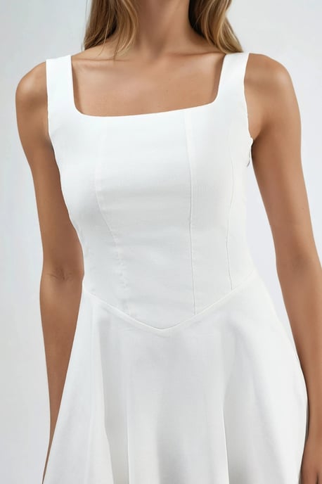 Quadratischer Kragen A-Linien Mini-Kleid - Image 5