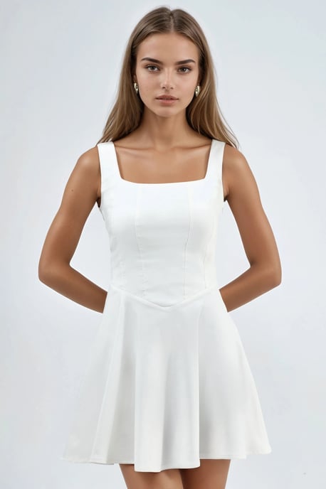 Quadratischer Kragen A-Linien Mini-Kleid - Image 6
