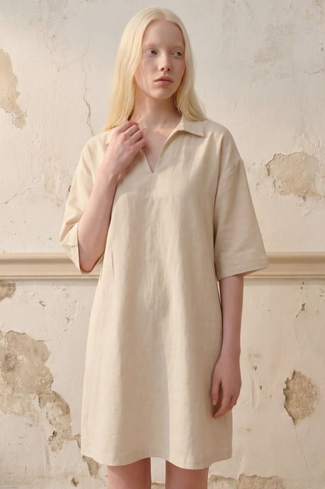 Polo-Kragen Mini-Kleid mit Dreiviertelärmeln - Image 3