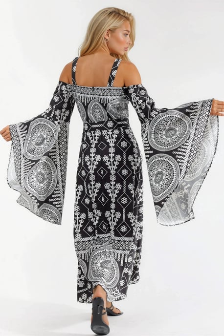 Trägerloses geometrisches Cut-Out Maxikleid - Image 3