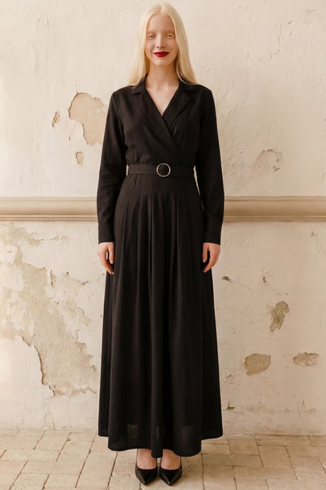 Maxikleid mit Gürtel und langen Ärmeln - Image 5