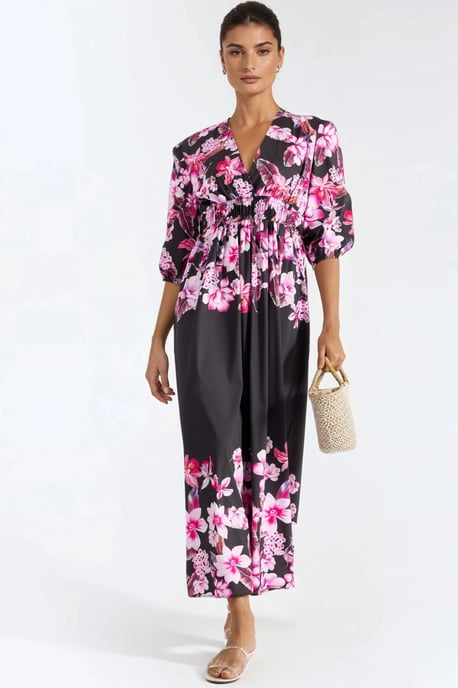 Blumiges Maxikleid mit V-Ausschnitt - Image 1