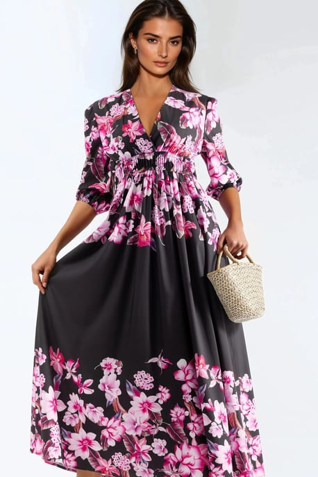 Blumiges Maxikleid mit V-Ausschnitt - Image 2