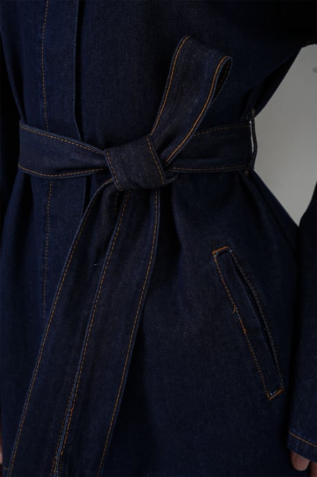 Denim-Set mit jacke mit taschen und geraden hosen - Image 5