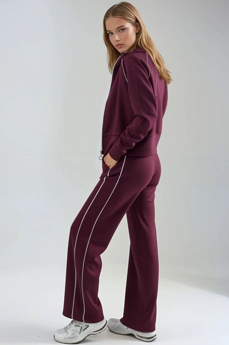 Modal Touch Sweatshirt mit Reißverschluss und Hose im Zwei-Teile-Set - Image 2