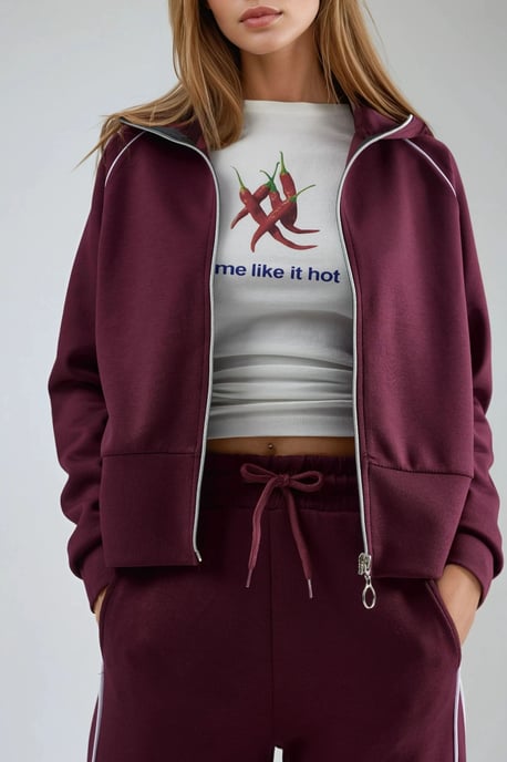 Modal Touch Sweatshirt mit Reißverschluss und Hose im Zwei-Teile-Set - Image 6