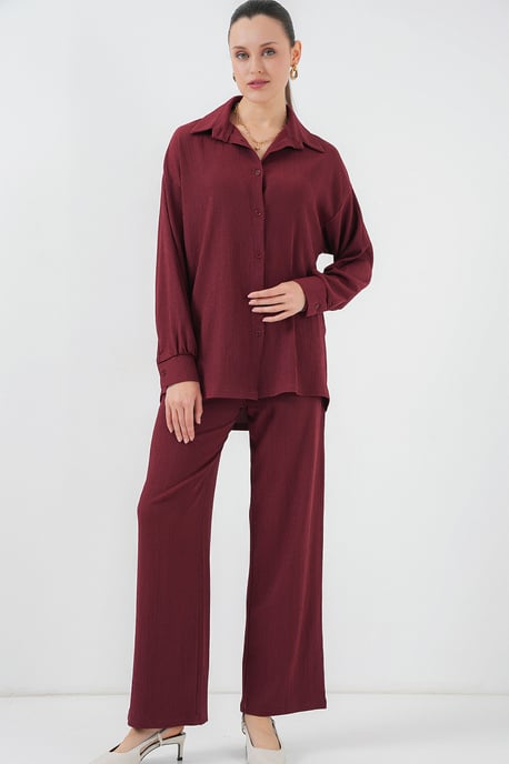 Texturiertes Langarm-Strickshirt und -Hosen Set - Image 3