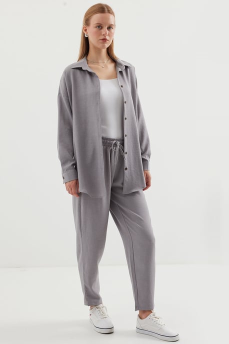 Leinenmix Langarmhemd und Hose Set - Image 2