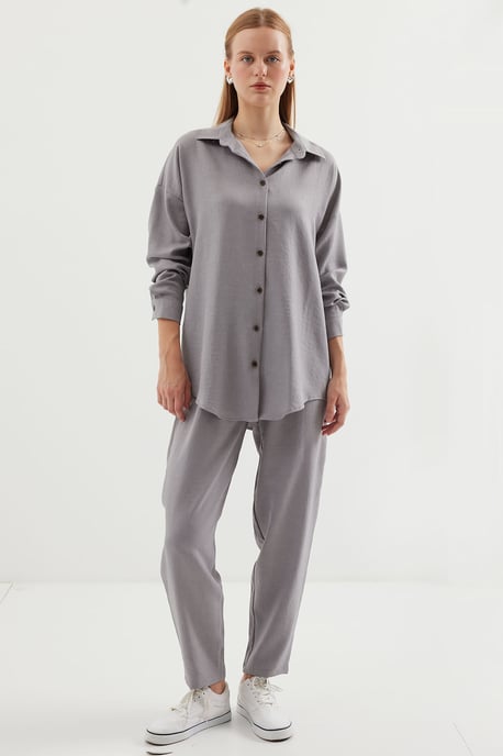 Leinenmix Langarmhemd und Hose Set - Image 3