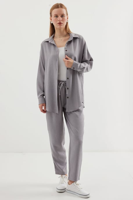 Leinenmix Langarmhemd und Hose Set - Image 4