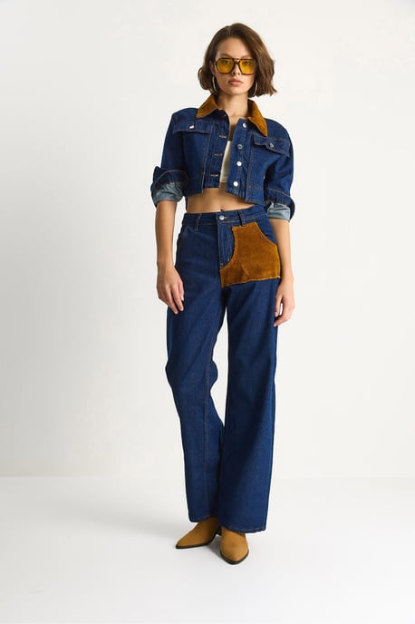 Hochtailliertes Denim-Co-Ord-Set mit Hemdkragen - Image 2