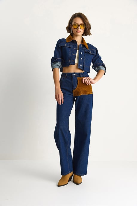 Hochtailliertes Denim-Co-Ord-Set mit Hemdkragen - Image 3