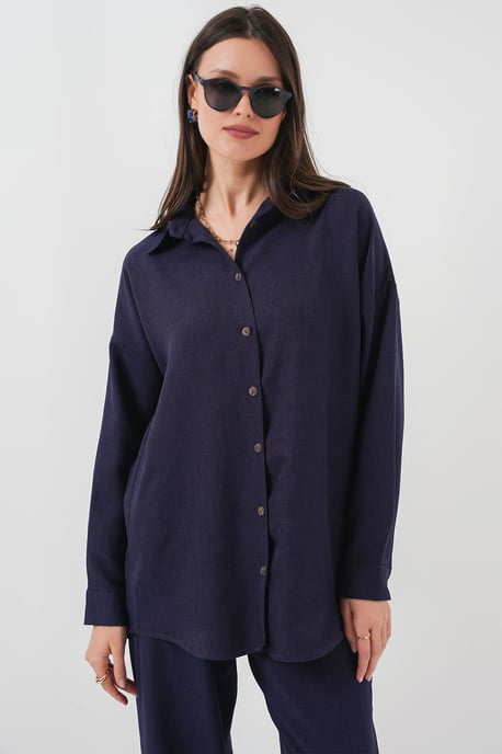Leinenmix Langarmhemd und Hose Set - Image 2