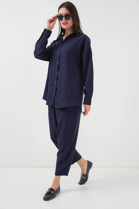 Leinenmix Langarmhemd und Hose Set - Image 3