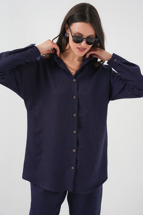 Leinenmix Langarmhemd und Hose Set - Image 4
