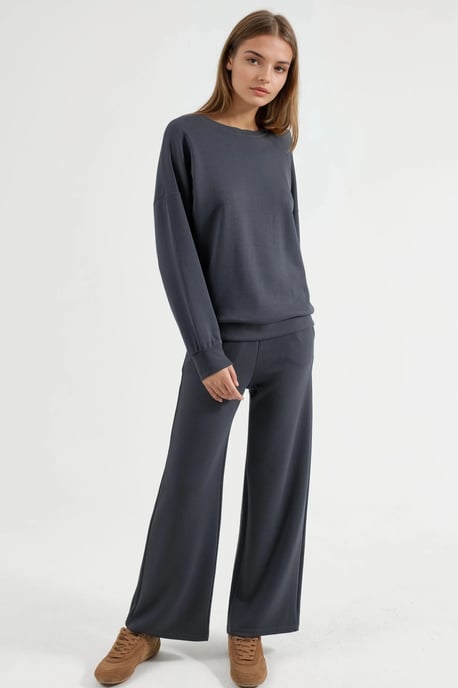 Modal Touch Rundhals-Sweatshirt & Weite Hosen Zweiteiliges Set - Image 6