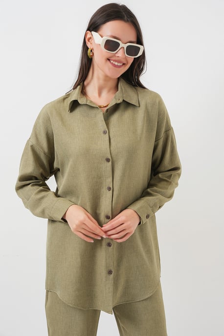 Leinenmix Langarmhemd und Hose Set - Image 2
