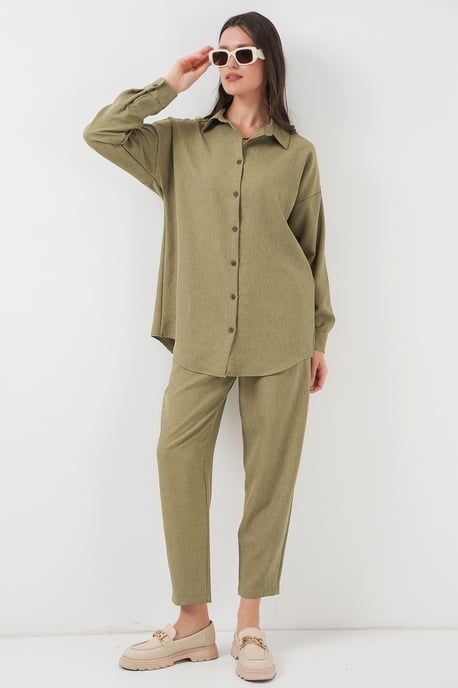 Leinenmix Langarmhemd und Hose Set - Image 3