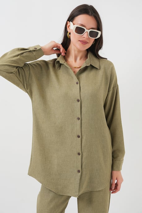 Leinenmix Langarmhemd und Hose Set - Image 4