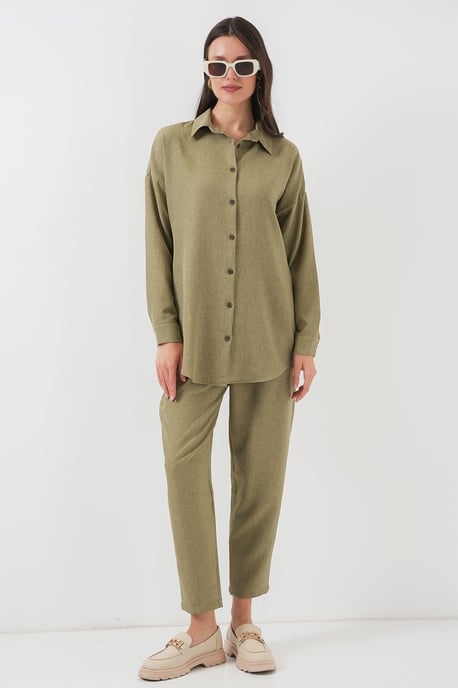 Leinenmix Langarmhemd und Hose Set - Image 5