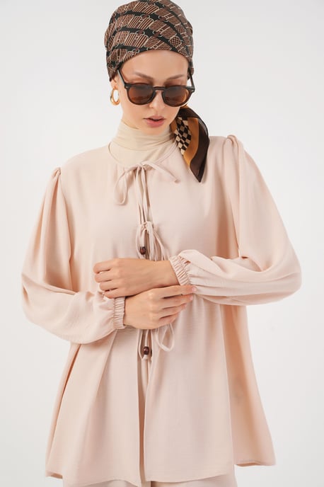 Rundhals Lange Tunika und Weite Hosen Set - Image 2