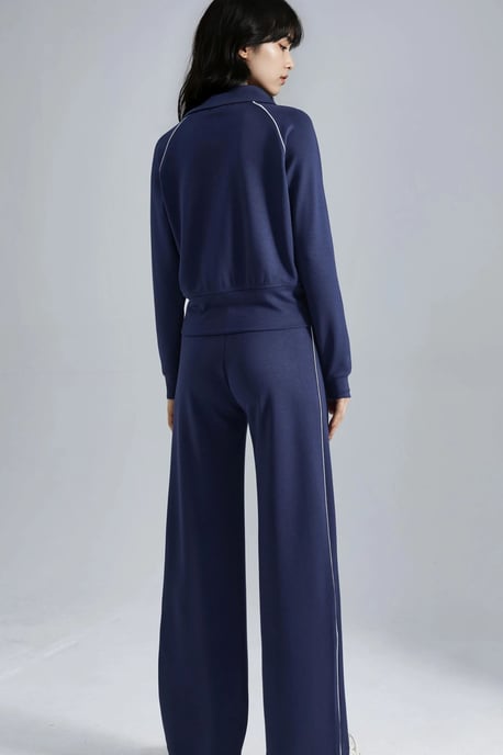 Modal Touch Sweatshirt mit Reißverschluss und Hose im Zwei-Teile-Set - Image 3