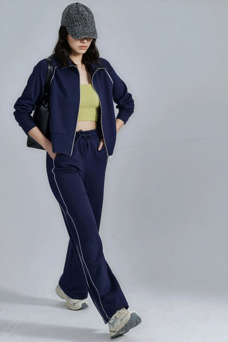 Modal Touch Sweatshirt mit Reißverschluss und Hose im Zwei-Teile-Set - Image 4