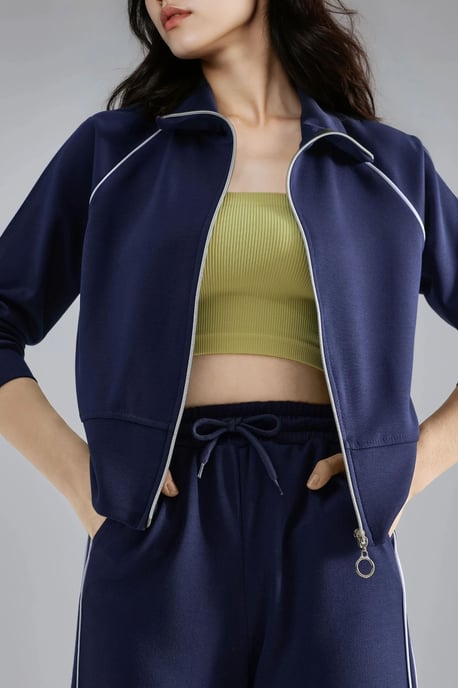 Modal Touch Sweatshirt mit Reißverschluss und Hose im Zwei-Teile-Set - Image 5