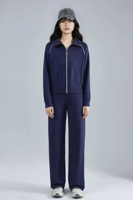 Modal Touch Sweatshirt mit Reißverschluss und Hose im Zwei-Teile-Set - Image 6