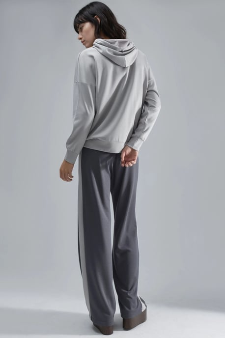 Hiccup Kapuzensweatshirt mit Modal-Touch und Hose mit Streifendetail, Set - Grau - Image 3