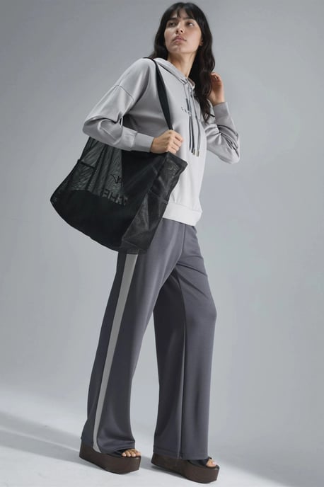 Hiccup Kapuzensweatshirt mit Modal-Touch und Hose mit Streifendetail, Set - Grau - Image 5