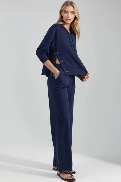 Modal Touch Kapuzen-Hohe Taille Weit Bein Zweiteiliges Set - Image 3