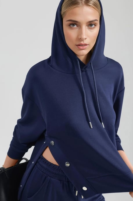 Modal Touch Kapuzen-Hohe Taille Weit Bein Zweiteiliges Set - Image 5