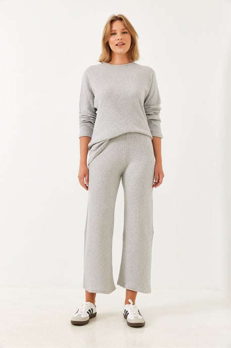Rippstrukturierter Crew-Neck-Pullover und Hosen-Set - Image 2