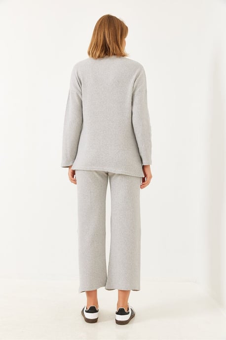 Rippstrukturierter Crew-Neck-Pullover und Hosen-Set - Image 4