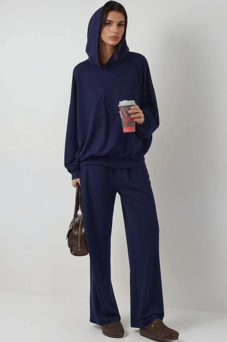Kapuzensweatshirt mit übergroßem Schnitt und hoch sitzendem Zwei-Teiler Set - Image 1