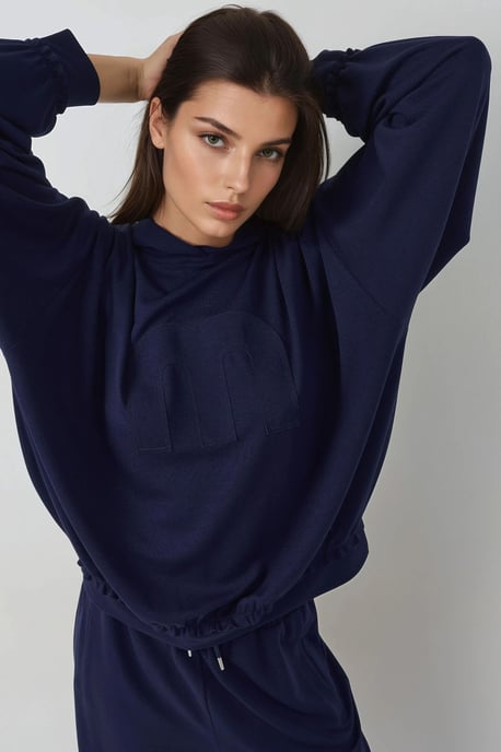 Kapuzensweatshirt mit übergroßem Schnitt und hoch sitzendem Zwei-Teiler Set - Image 4