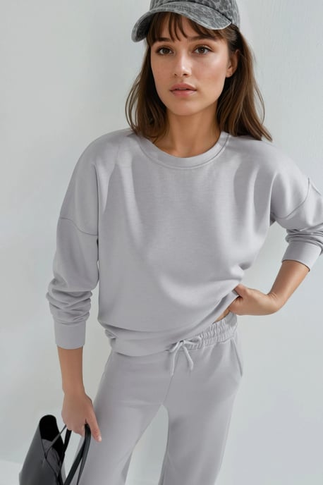 Modal Touch Rundhals-Sweatshirt & Weite Hosen Zweiteiliges Set - Image 4