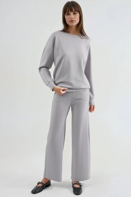 Modal Touch Rundhals-Sweatshirt & Weite Hosen Zweiteiliges Set - Image 5