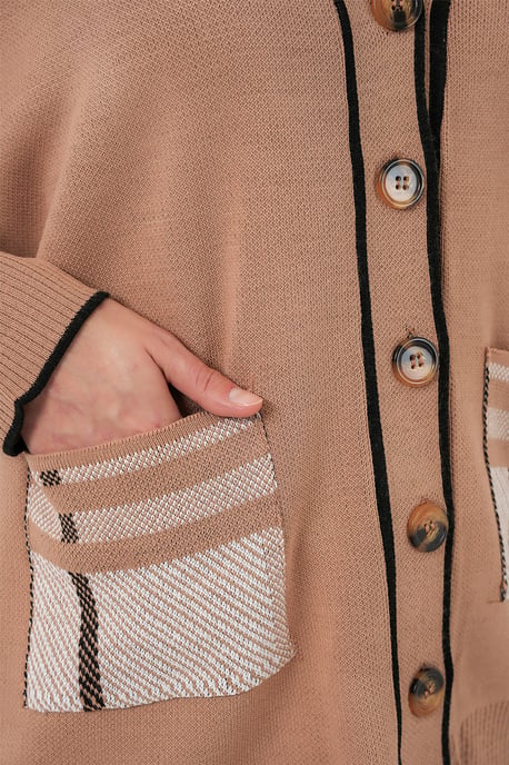Taschen, detaillierter V-Ausschnitt Cardigan und weit geschnittene Hose Set - Image 5