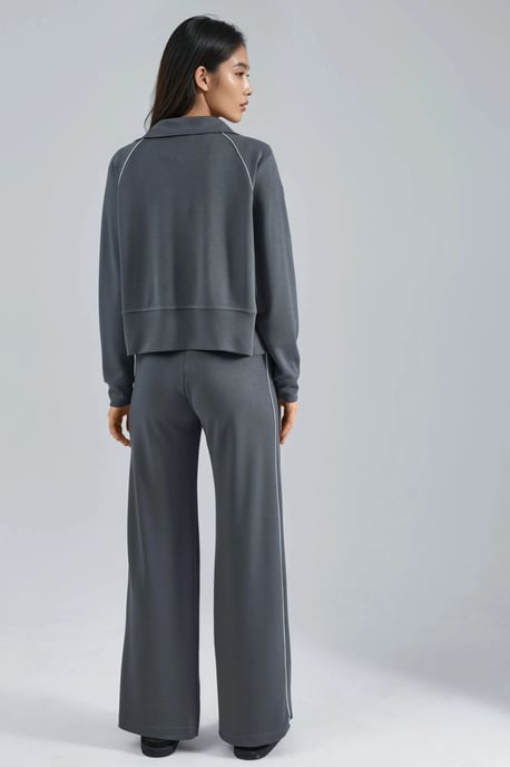 Modal Touch Sweatshirt mit Reißverschluss und Hose im Zwei-Teile-Set - Image 5