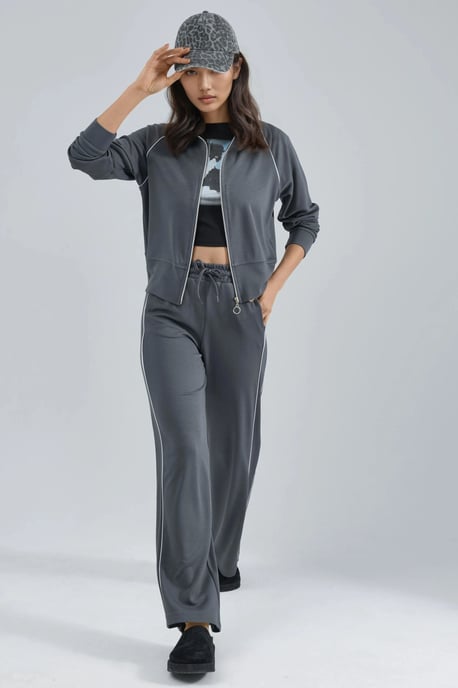 Modal Touch Sweatshirt mit Reißverschluss und Hose im Zwei-Teile-Set - Image 6