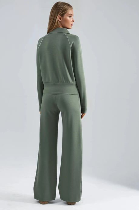 Modal Touch Sweatshirt mit Reißverschluss und Hose im Zwei-Teile-Set - Image 3