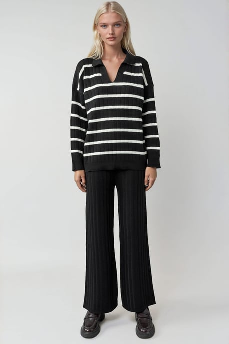 Gestreiftes Strick-Set mit Polo-Kragen - Image 5
