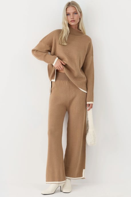Weiches, strukturiertes Oversized-Pullover- und Hosen-Strick-Set - Image 1