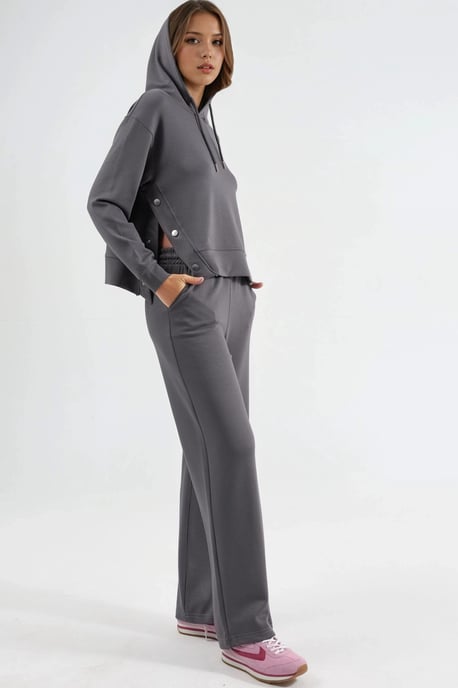 Modal Touch Kapuzenshirt Hochtaillierte Weitbein Zweiteiliges Set - Image 2