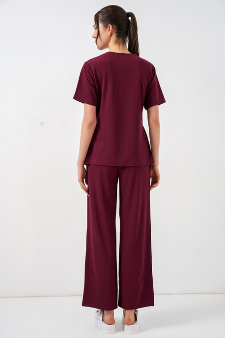 Rippstrick-Set mit Crew-Neck und Krawattendetail sowie weitem Hosenbein - Image 6
